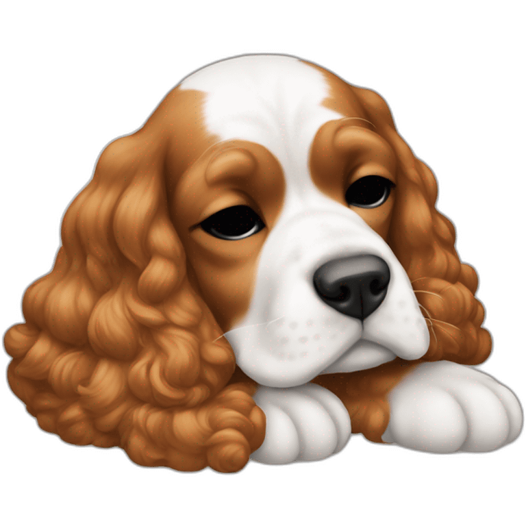 American cocker red and white, sleeping emoji