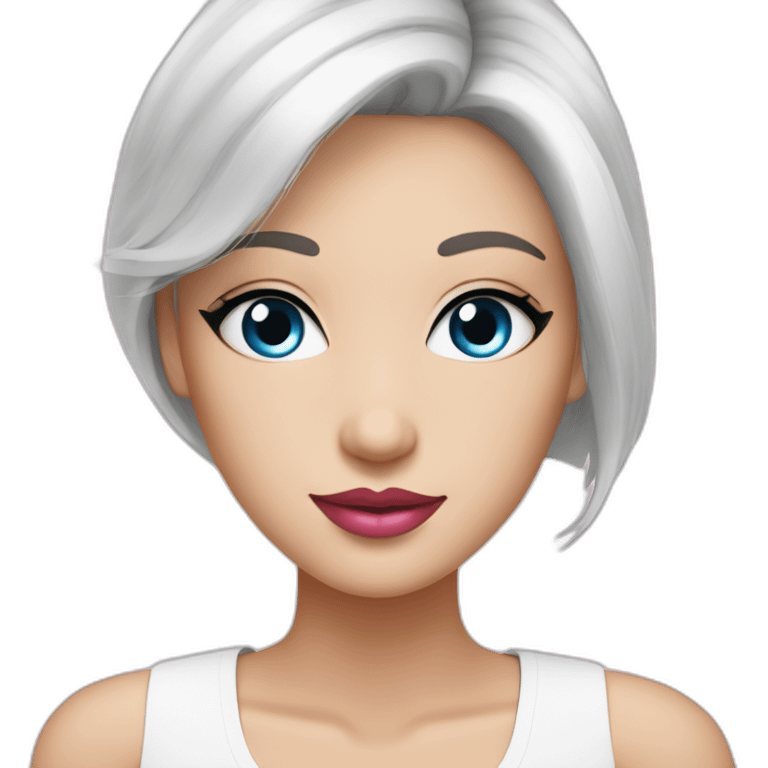 epilation specialist with white hair blue eyes and pink lips emoji