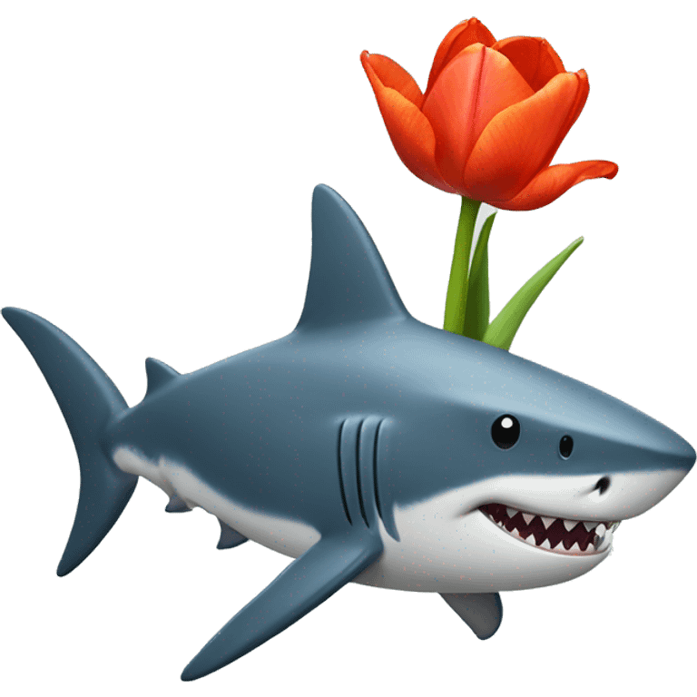 Shark with a tulip in his fin emoji