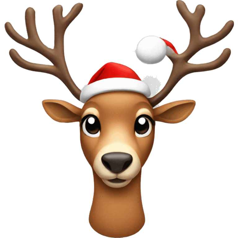 Reindeer wearing Santa clause hat emoji