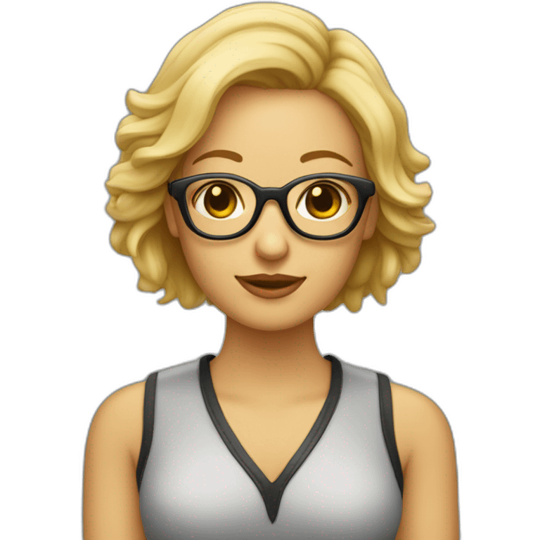 Mujer pelo muy corto rubia con gafas emoji