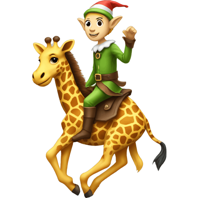 elf riding giraffe  emoji