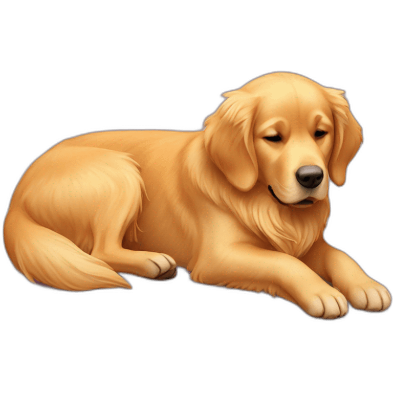 golden retriever lying down on the back  emoji