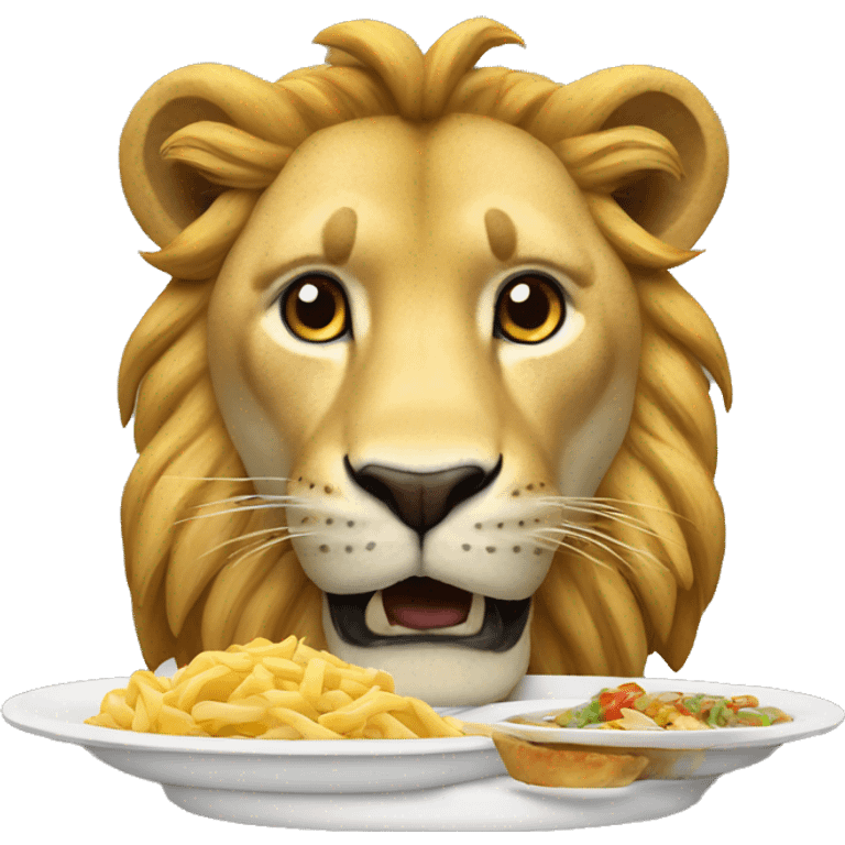 Un león comiendo emoji