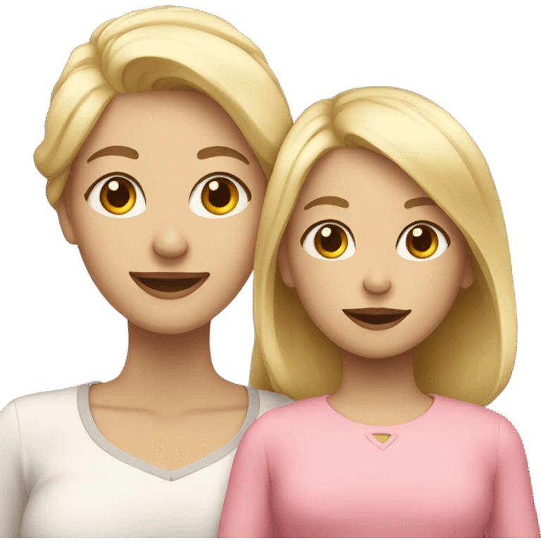 Mom and daughter with blonde hair smiling emoji