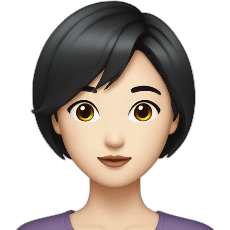 Japanese female with short black hair natural make up emoji