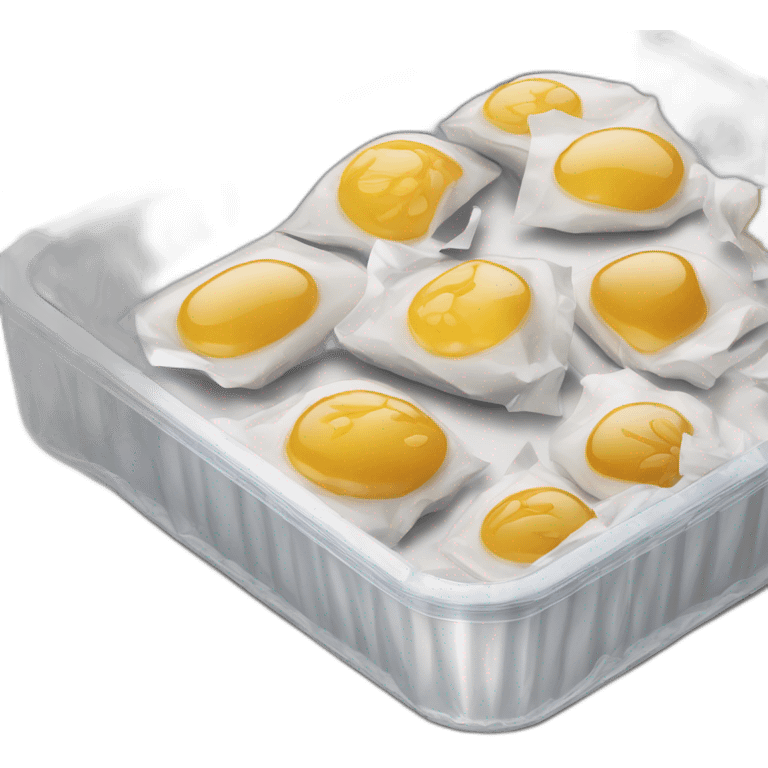 food packed in trays under airtight foil, side angle emoji