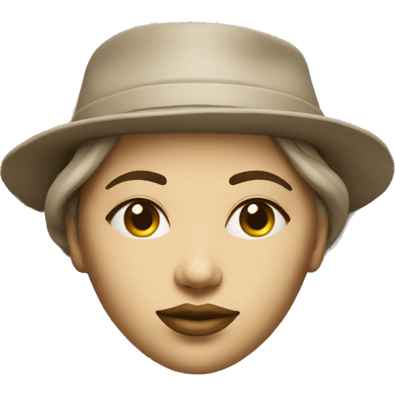 woman face carved in stone wearing hat emoji