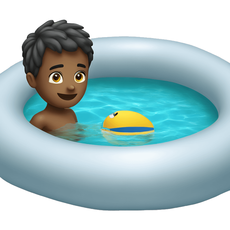 A little cute boy swim in inflatable pool emoji