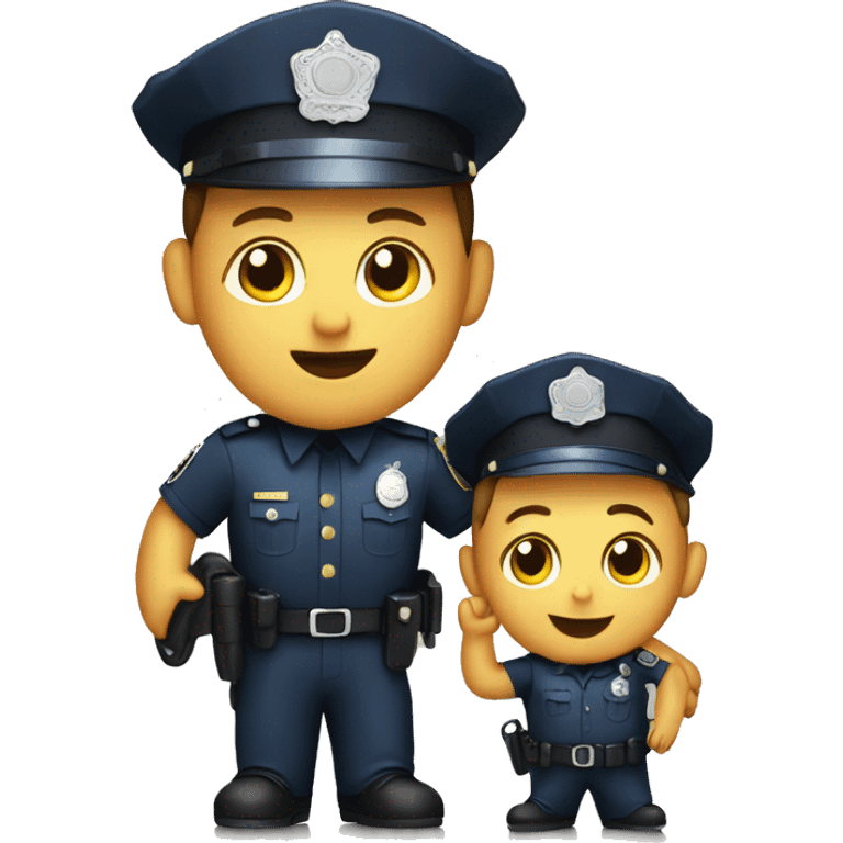 A policeman with a baby emoji