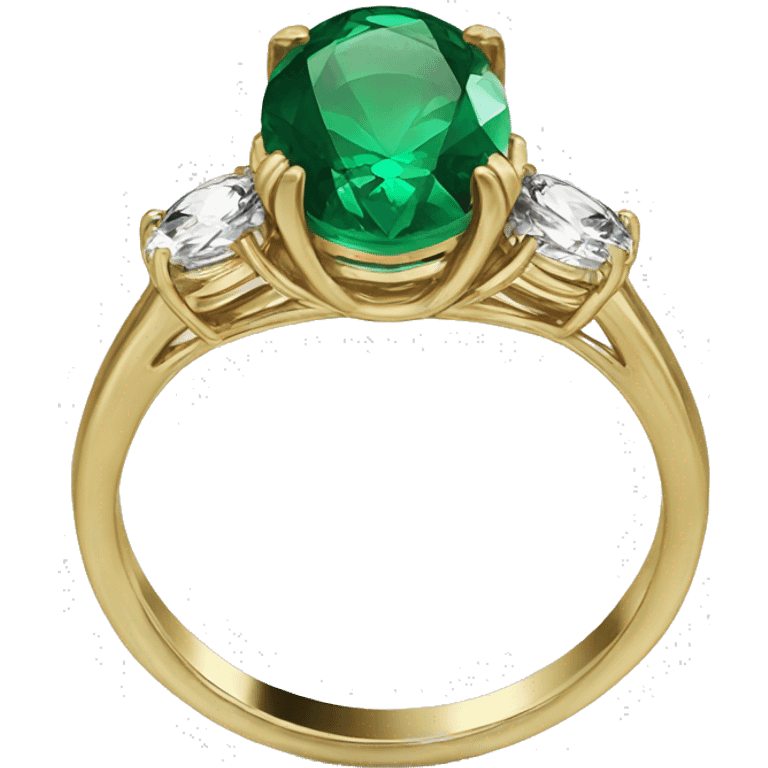 gold engagement ring oval emerald  emoji