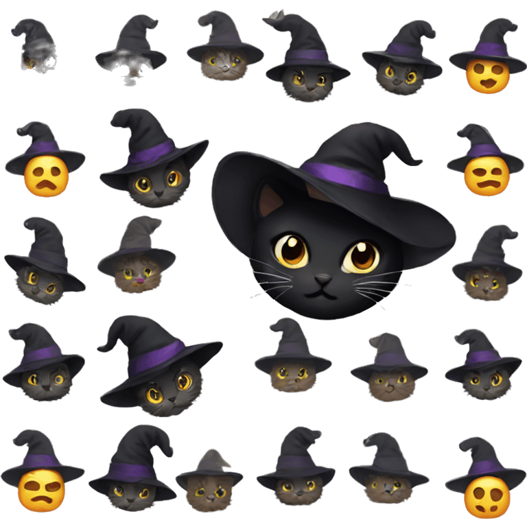 Black kitty with witch hat emoji