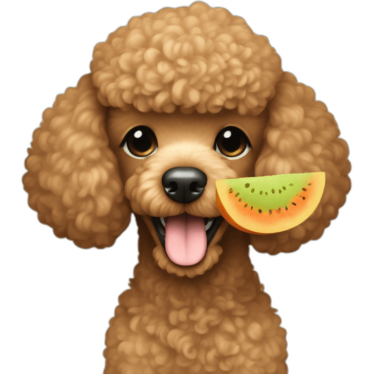 Light brown poodle with a slice of melon emoji