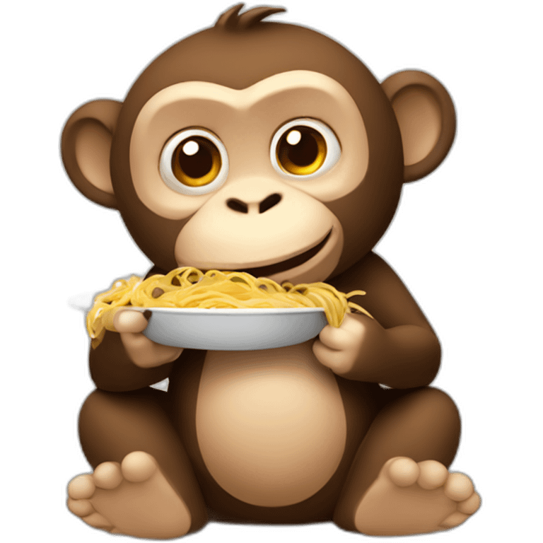 chubby monkey eating spaghetti emoji