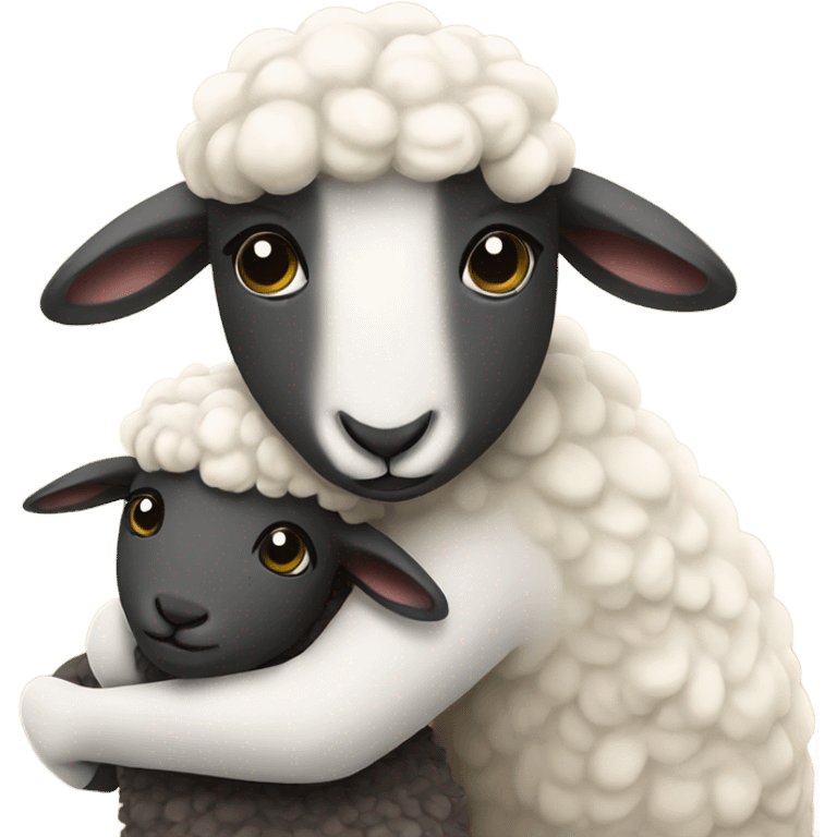 Sheep hugs sheep emoji