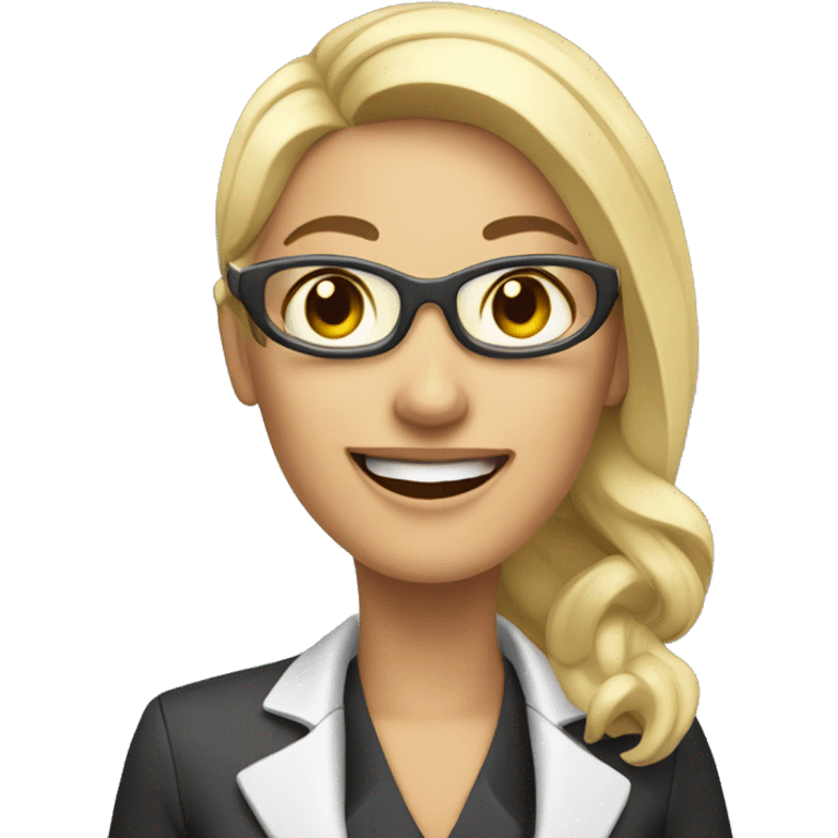 happy women agent handling call emoji