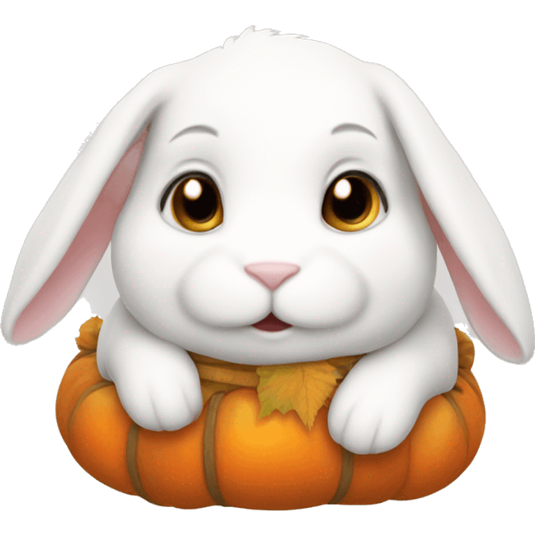 autumn cozy white rabbit emoji