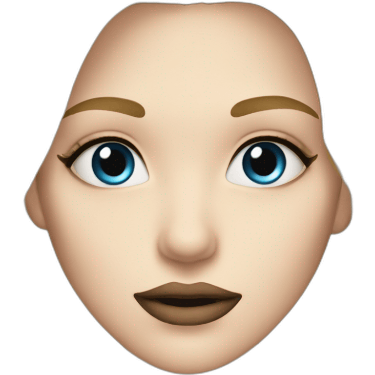 blonde girl with blue eyes and long eyelashes with dark eyebrows and sea smokes emoji