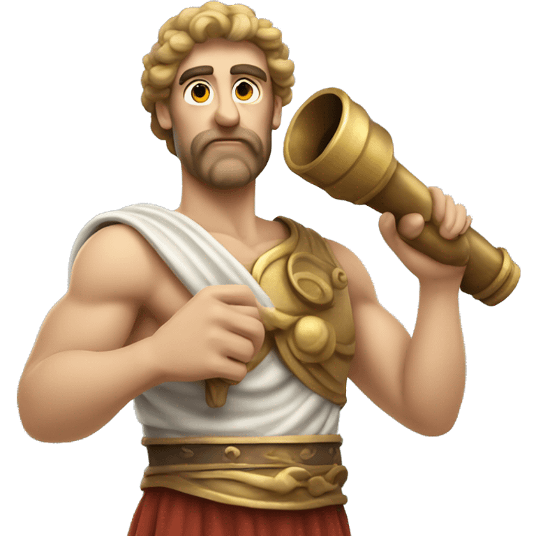 Muscular Ancient Greek sailor holding a telescope emoji