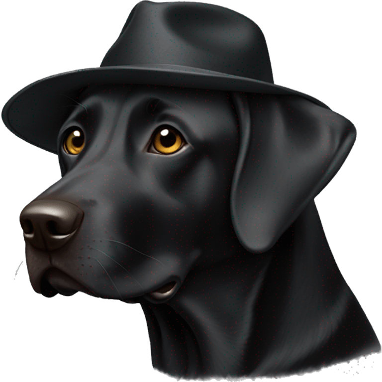 Black lab wearing a hat emoji