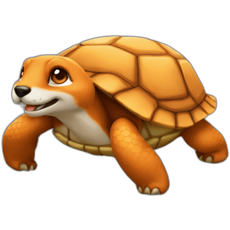 Renard sur une tortue emoji