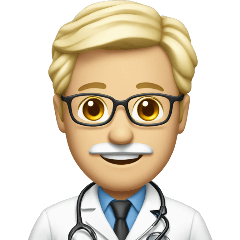 doctor with mustache 50 years old blond smiling emoji