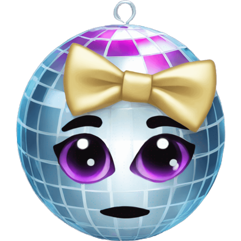 Disco ball with coquette bow  emoji