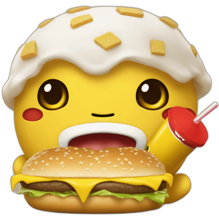 picatchu eats a Mc Donald's emoji