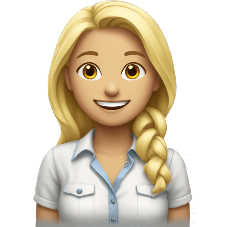 smiling blonde girl in shirt emoji