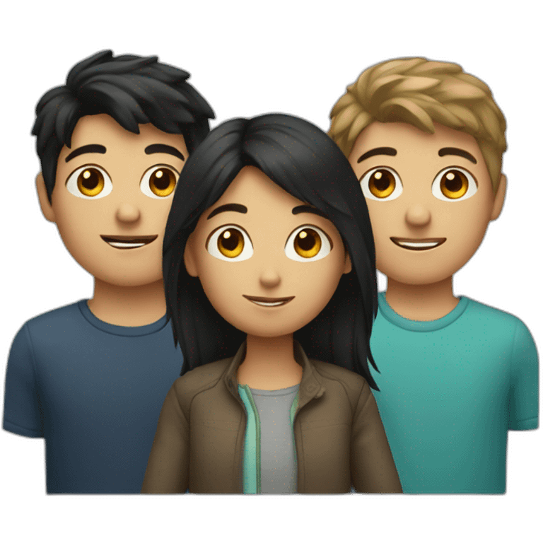 Dark haired girl with two boys emoji