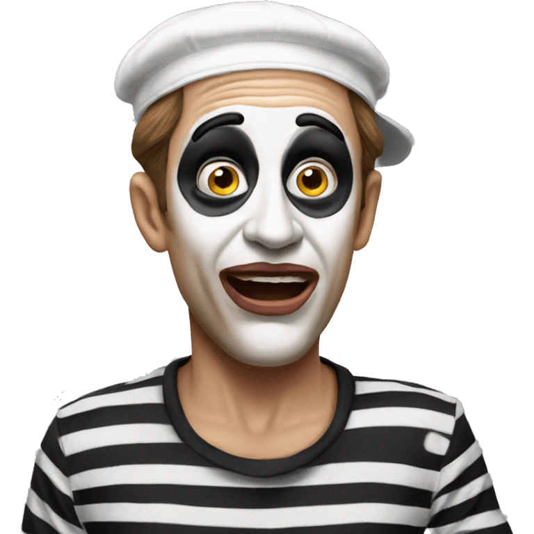 photorealistic The French Mime is in shocked emoji