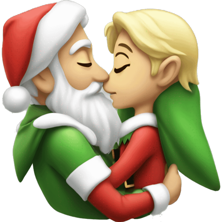 Elf kiss santa emoji