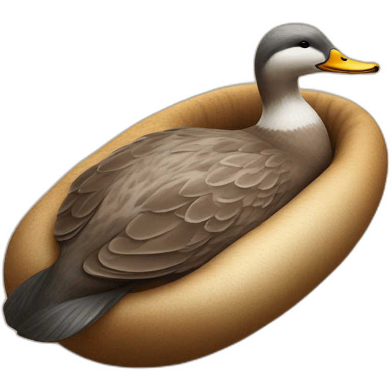 Canard dans un lit avec une loutre emoji