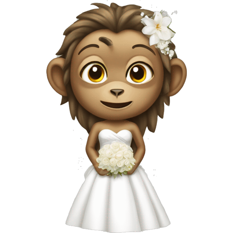 Monkey on a wedding day with white dress emoji