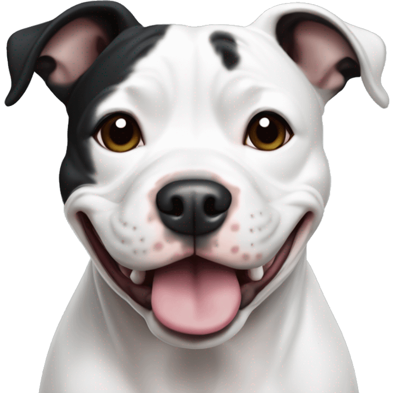 Happy black and white Staffordshire Bull Terrier emoji