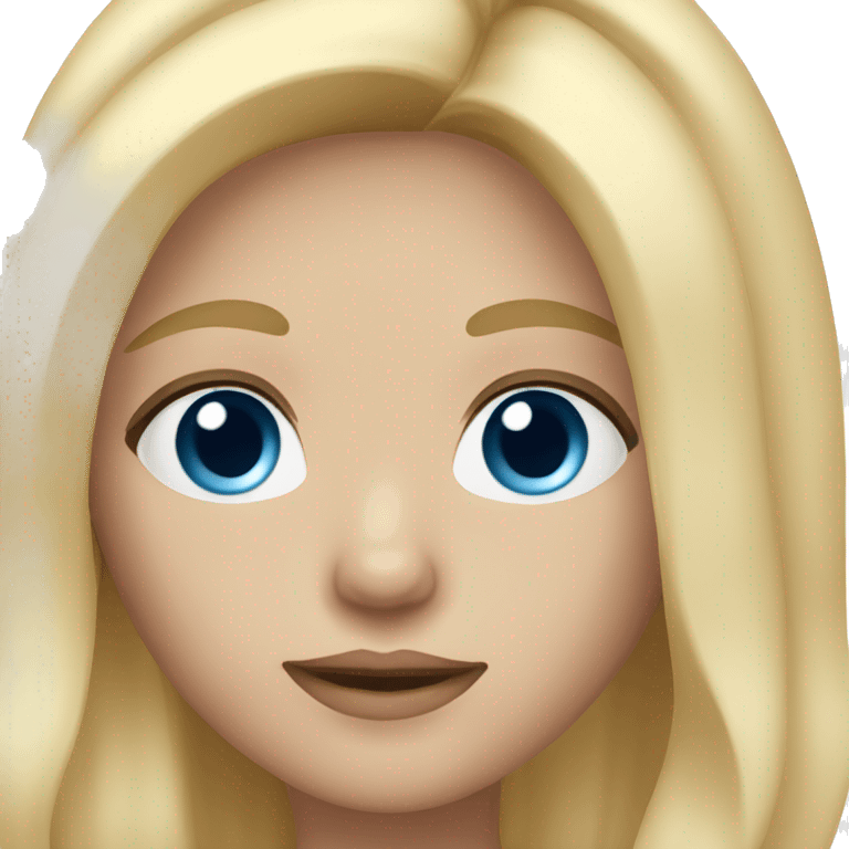 A blond girl with blue eyes, long hair and light skin color emoji