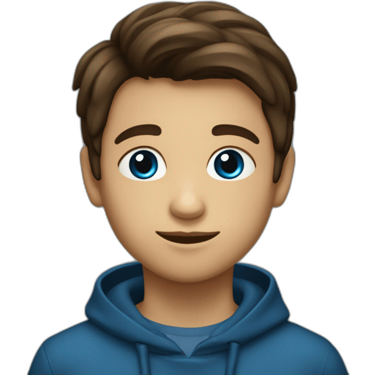 un niño con pelo liso y cafe medio oscuro con ojos azules emoji