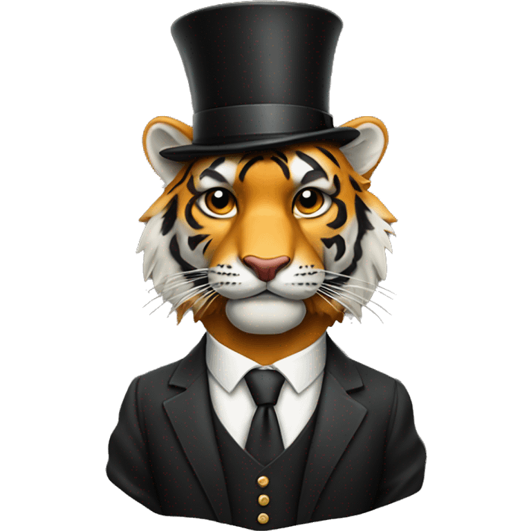 Rich tiger with a suit and top hat emoji