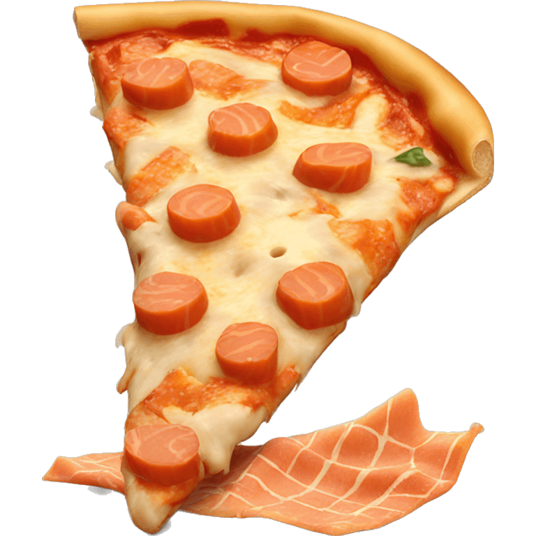 One round pizza with salmon and cheese emoji