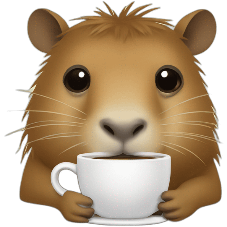 Capybara drinking coffee emoji