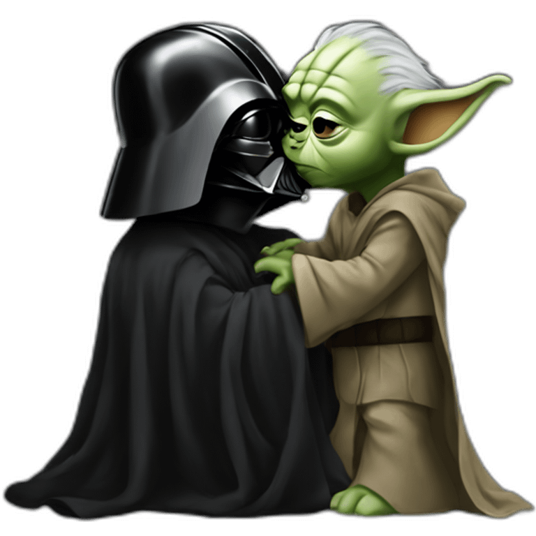 dark vador kissing yoda emoji