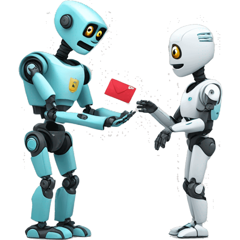 a cute robot handing a card to a student emoji