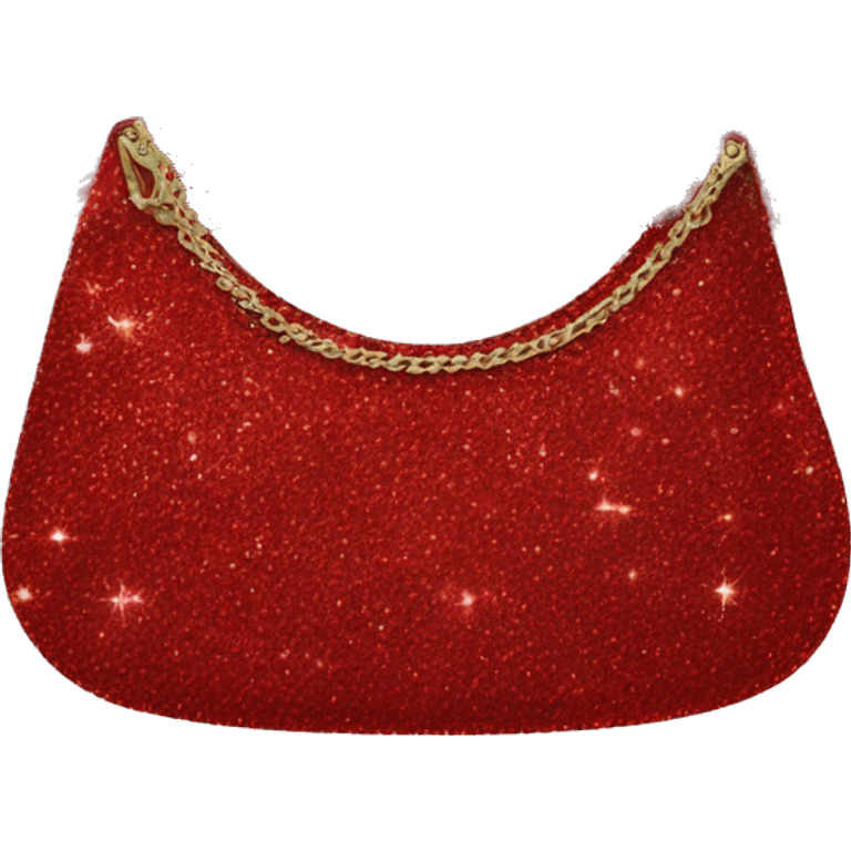 Realistic red Sparkle glitter and fur purse. emoji