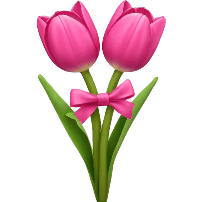 Pink tulips with a bow emoji