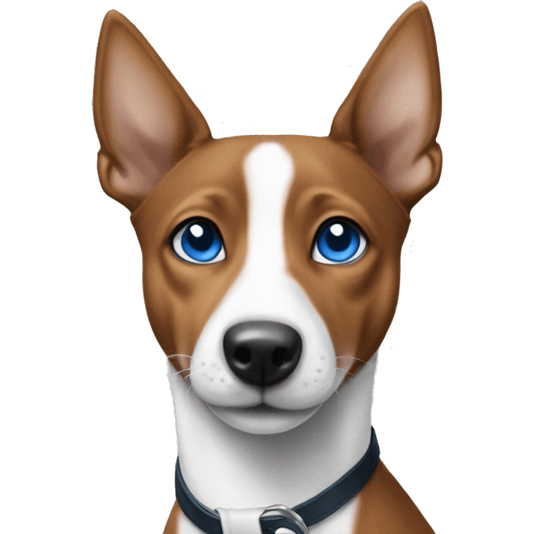 Black and white Basenji with blue eyes ￼ emoji