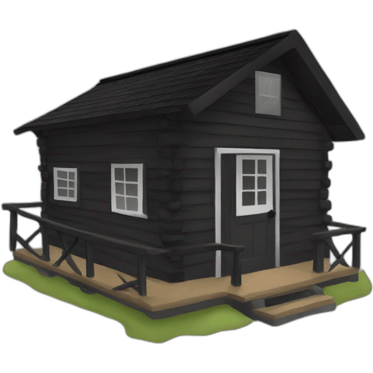 Small Black cabin with mono-slant roof emoji