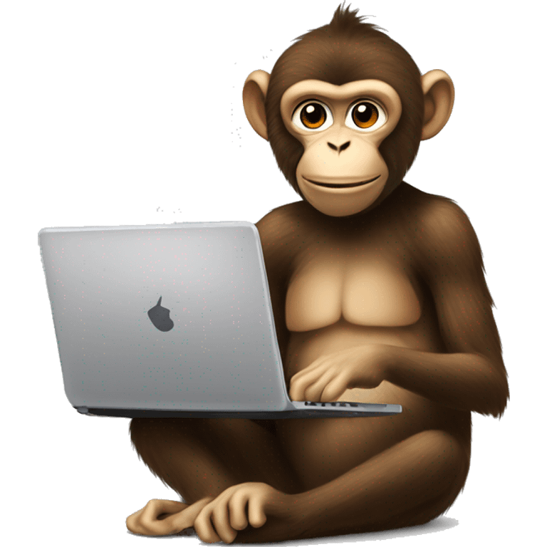 Monkey on a laptop, wearing hump day Tshirt, with a cup of coffee in hand emoji