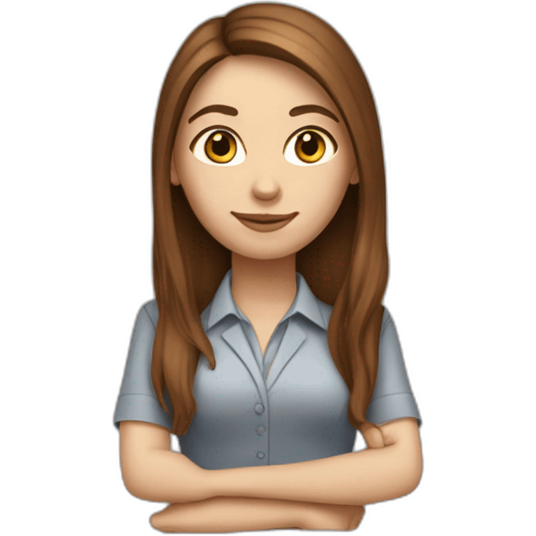 white-girl-with-long-brown-hair-office worker emoji