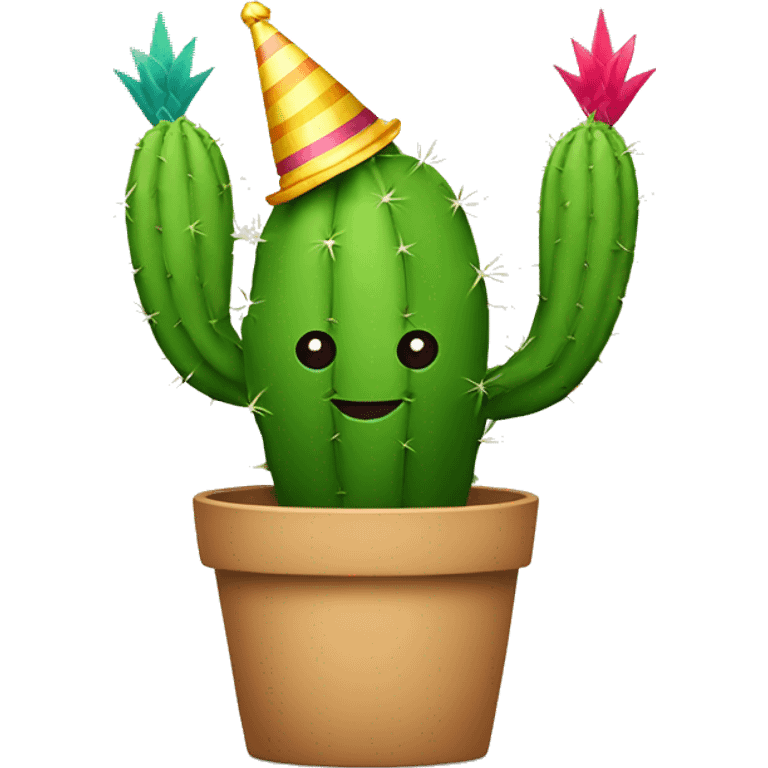 Cactus with a party hat emoji