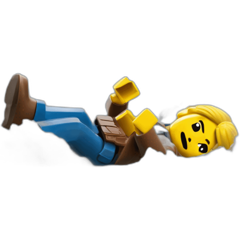 A man fall into a river in Lego city emoji